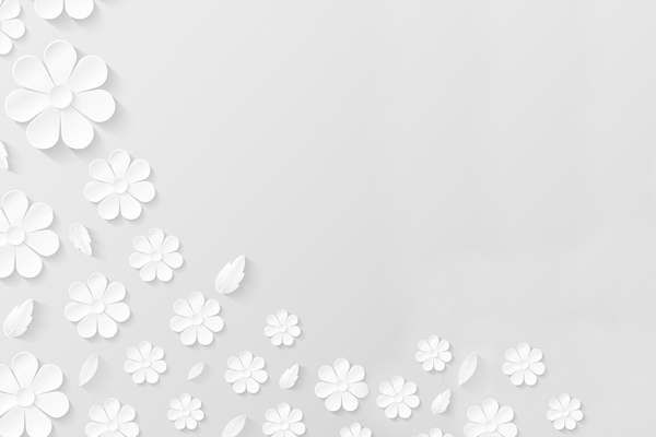 טפט - פרחים לבנים תלת מימדיים