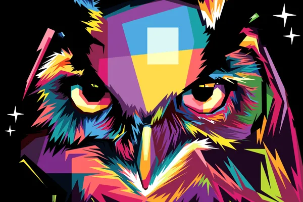 טפט - ינשוף צורות צבעוני