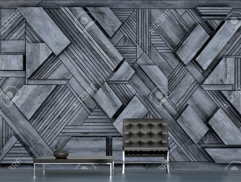 מדבקת טפט - עיצובי עץ כחול אפור