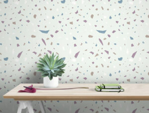 מדבקת טפט - עיצוב טרצו צבעוני ורקע בהיר