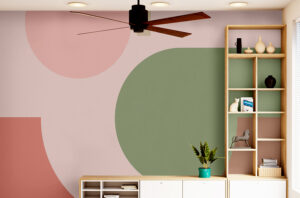 טפט - צורות אבסטרקטיות ורוד וירוק