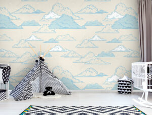 טפט - עננים מצוירים בכחול