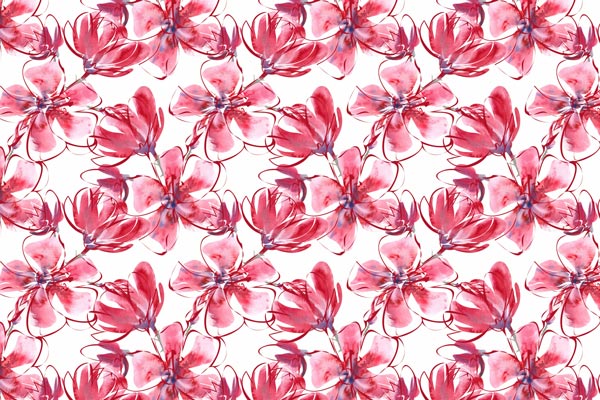 טפט - פרחים  פרחים ססגוניים מאויירים אדום