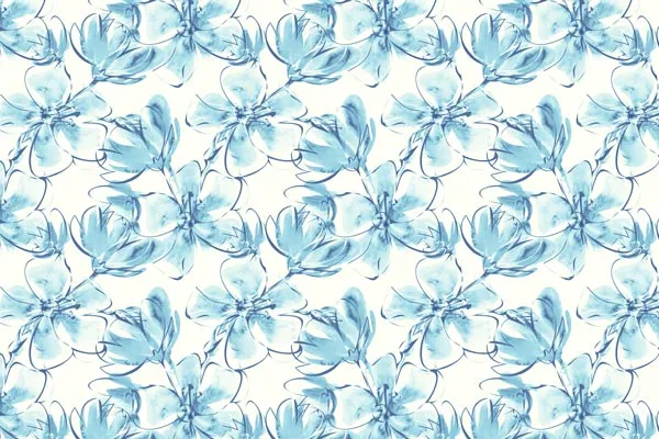 טפט -  פרחים ססגוניים מאויירים כחול