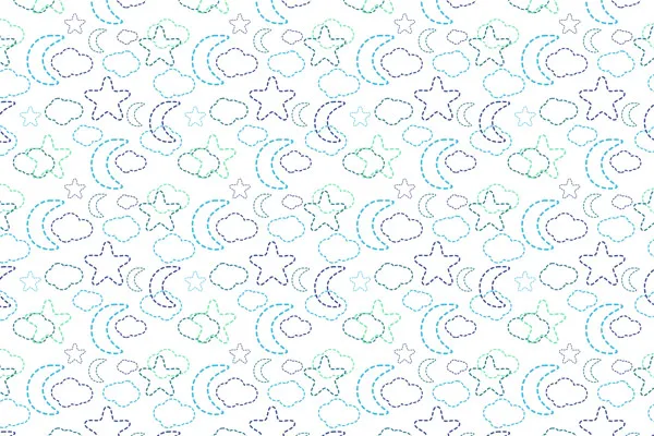 מדבקת טפט | ירח וכוכבים מפוספסים כחול ירוק