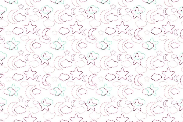 מדבקת טפט | ירח וכוכבים מפוספסים ורוד תורכיז