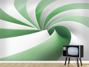 טפט - מערבלת תלת מימדית לבן ירוק