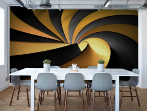 טפט - מערבלת תלת מימדית בצבעי שחור וצהוב