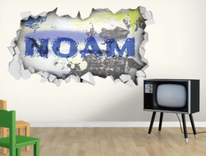 מדבקת קיר – שם פרטי בחור תלת מימדי בשחור וירוק