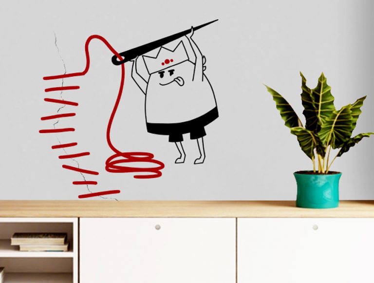 מדבקת קיר - טים השובב תופר את הקיר