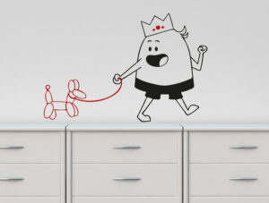 מדבקת קיר | טים השובב עם בלון כלב