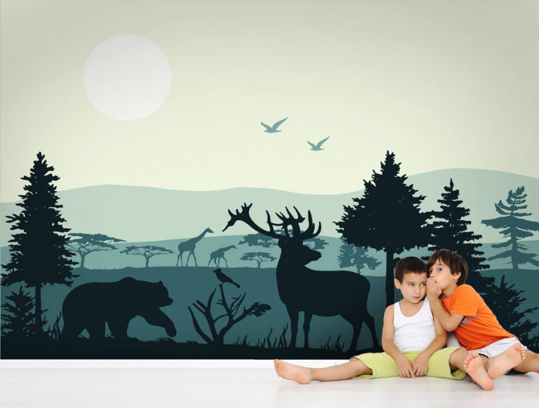 טפט | חיות היער בצבעי ירוק