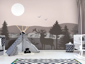 טפט | חיות היער בצבעי אדום