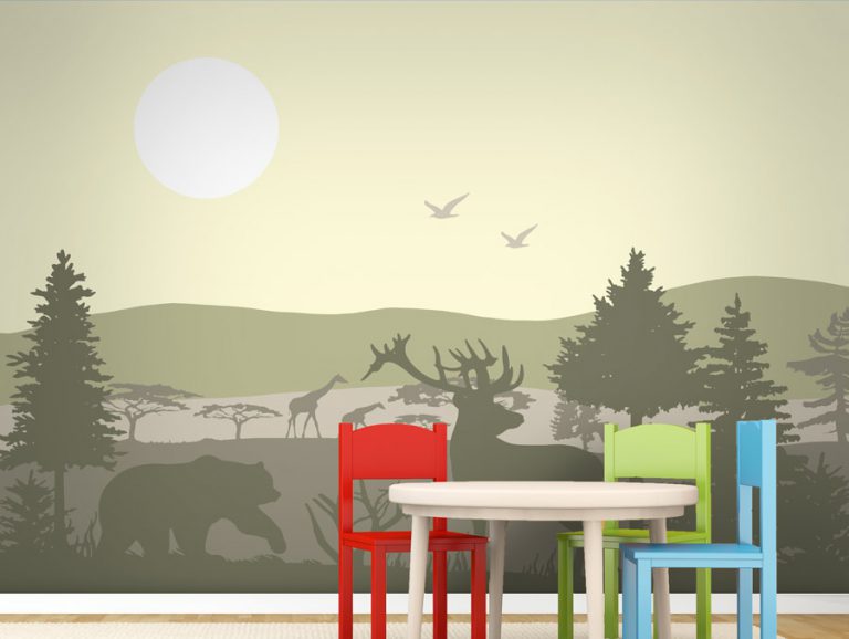 טפט | חיות היער בצבעי צהוב
