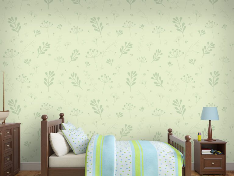 טפט | עלים פורחים ירוקים על רקע ירקרק