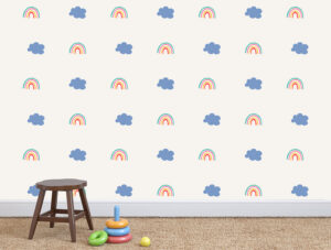 מדבקת קיר | עננים וקשתות