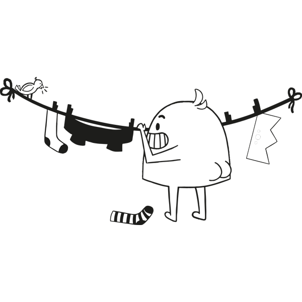 מדבקת קיר - טים השובב תולה כביסה