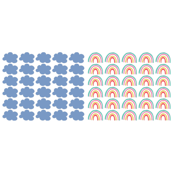 מדבקת קיר | עננים וקשתות