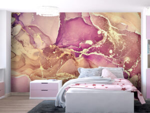 טפט | צורות שיש אבסטרקטי בורוד וזהב