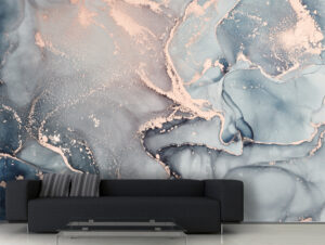 טפט | צורות שיש אבסטרקטי בזהב לבן ואפור