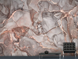 טפט | צורות שיש אבסטרקטי בגווני חום ישן