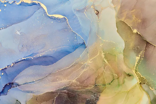 טפט | צורות שיש אבסטרקטי בצבעי ירוק צהבהב וכחול