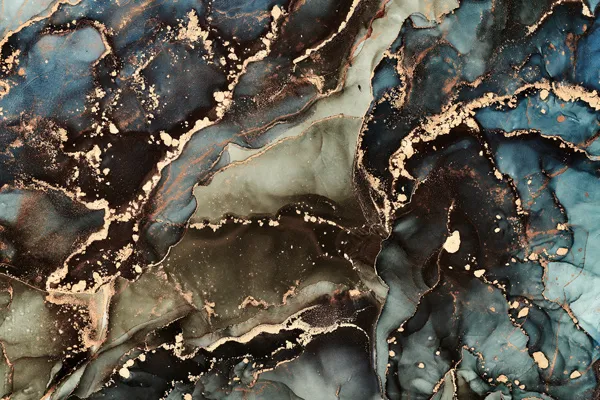 טפט | צורות שיש אבסטרקטי בצבעי שחור כחלחל וזהב