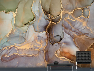 טפט | צורות שיש אבסטרקטי בצבעי כתום וירוק