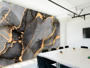 טפט | צורות שיש אבסטרקטי בצבעי שחור וזהב