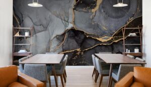 טפט | צורות שיש אבסטרקטי בצבעי אפור כהה וזהב