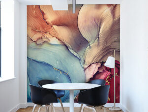 טפט | צורות שיש אבסטרקטי בצבעי כתום ותכלת