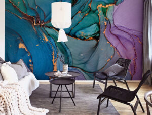 טפט | צורות שיש אבסטרקטי בצבעי סגול כחול וטורקיז