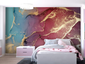 טפט | צורות שיש אבסטרקטי בצבעי אדום וטורקיז