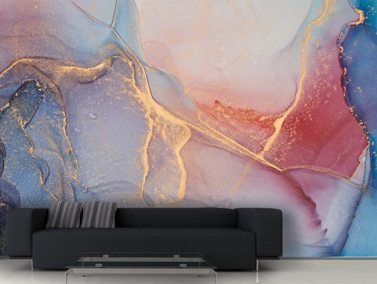 טפט | צורות שיש אבסטרקטי בצבעי אדום וכחול