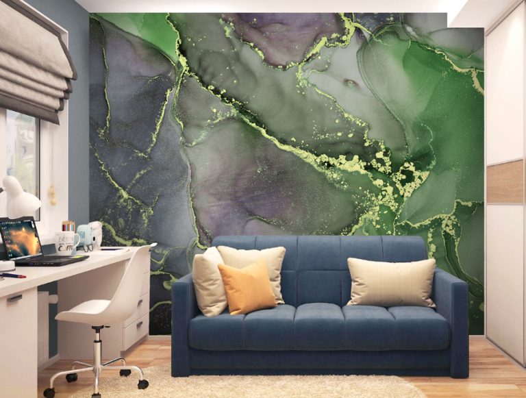 טפט | צורות שיש אבסטרקטי בירוק ואפור