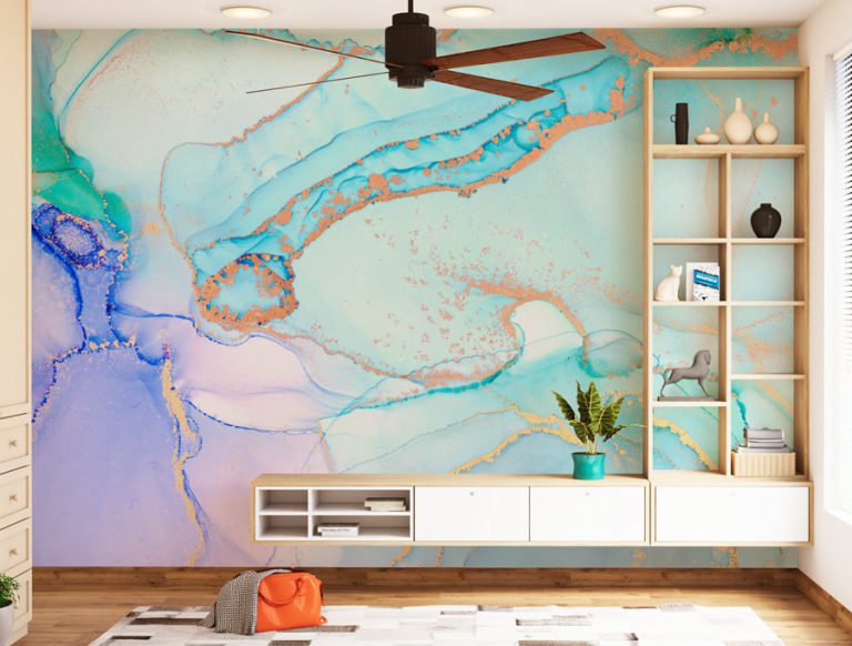 טפט | צורות שיש אבסטרקטי בטורקיז וסגול