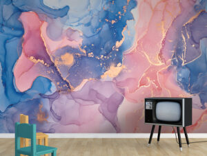 טפט | צורות שיש אבסטרקטי בצבעי כתום וכחול