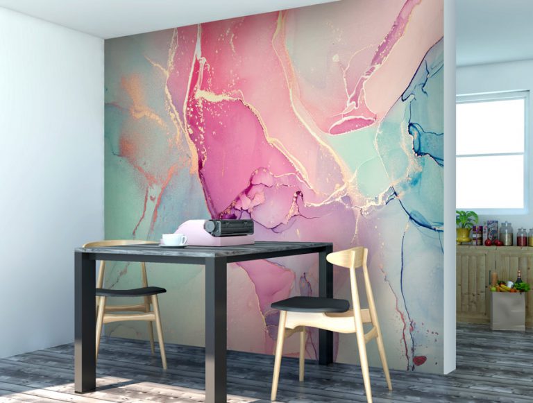 טפט | צורות שיש אבסטרקטי בצבעי טורקיז ורוד