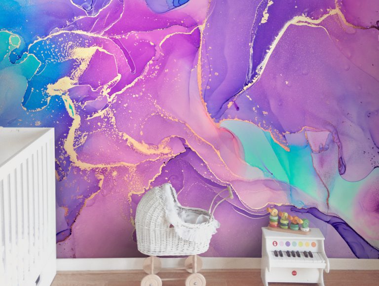 טפט | צורות שיש אבסטרקטי בצבעי טורקיז ורוד בוהק