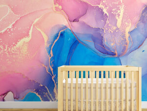 טפט | צורות שיש אבסטרקטי בצבעי ורוד וכחול בוהק