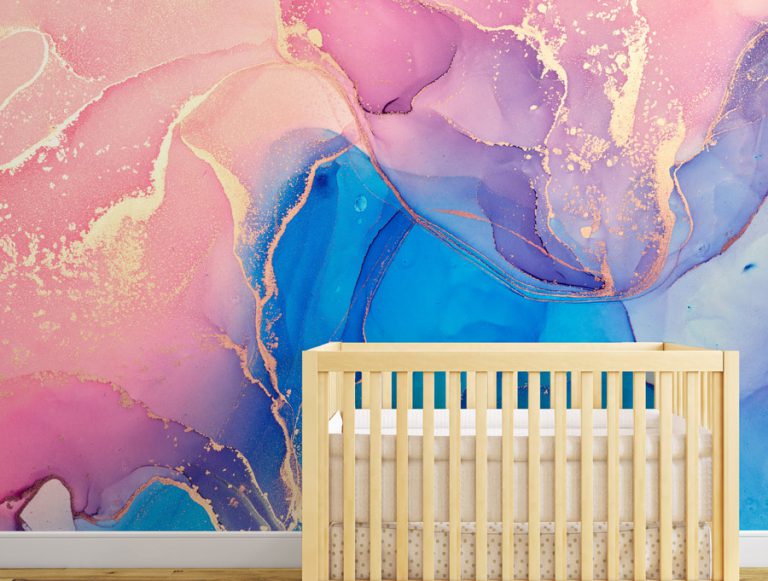 טפט | צורות שיש אבסטרקטי בצבעי ורוד וכחול בוהק