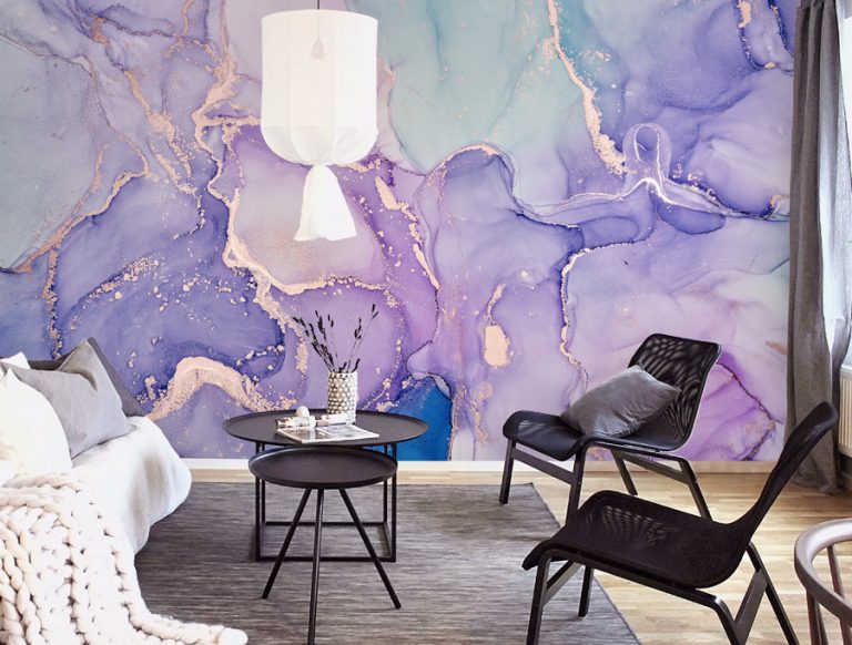 טפט | צורות שיש אבסטרקטי בצבעי סגול עדין