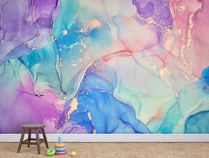 טפט | צורות שיש אבסטרקטי בצבעי סגול ורוד ותכלת