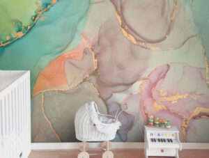 טפט | צורות שיש אבסטרקטי בצבעי ורוד וירוק