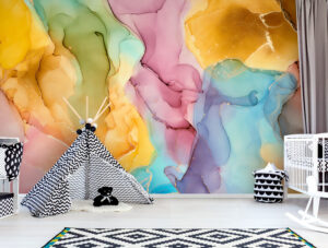 טפט | צורות שיש אבסטרקטי בגוונים זוהרים של הקשת