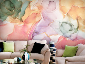 טפט | צורות שיש אבסטרקטי בצבעי ורוד וצהוב דהוי