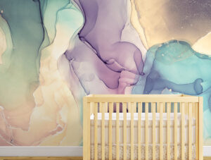 טפט | צורות שיש אבסטרקטי בצבעי סגול טורקיז וצהוב דהוי