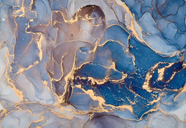 טפט | צורות שיש אבסטרקטי בצבעי גלים כחולים וצהוב