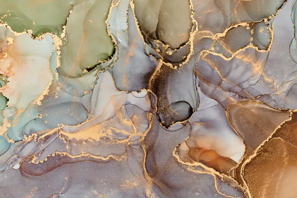 טפט | צורות שיש אבסטרקטי בצבעי כתום וירוק