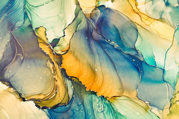 טפט | צורות שיש אבסטרקטי בצבעי צהוב וכחול ירקרק